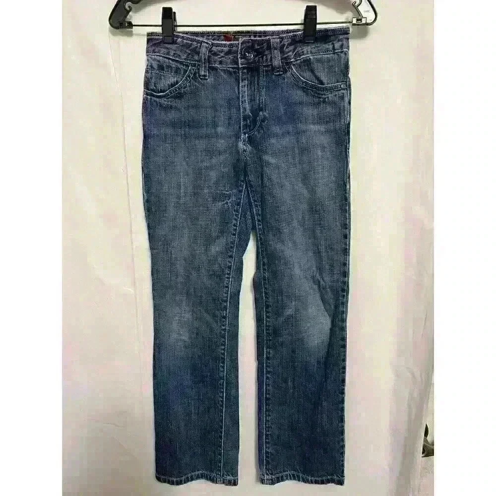 Tommy Hilfiger Boys Sz 10 Reg Adjustable Waistband Straight Leg Dark Denim A0012